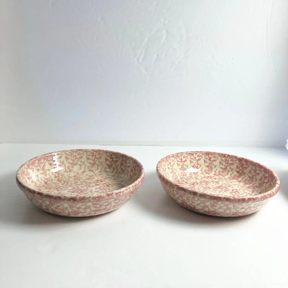 Set of 2 Pink Roseville Pottery Sponge Ware 8